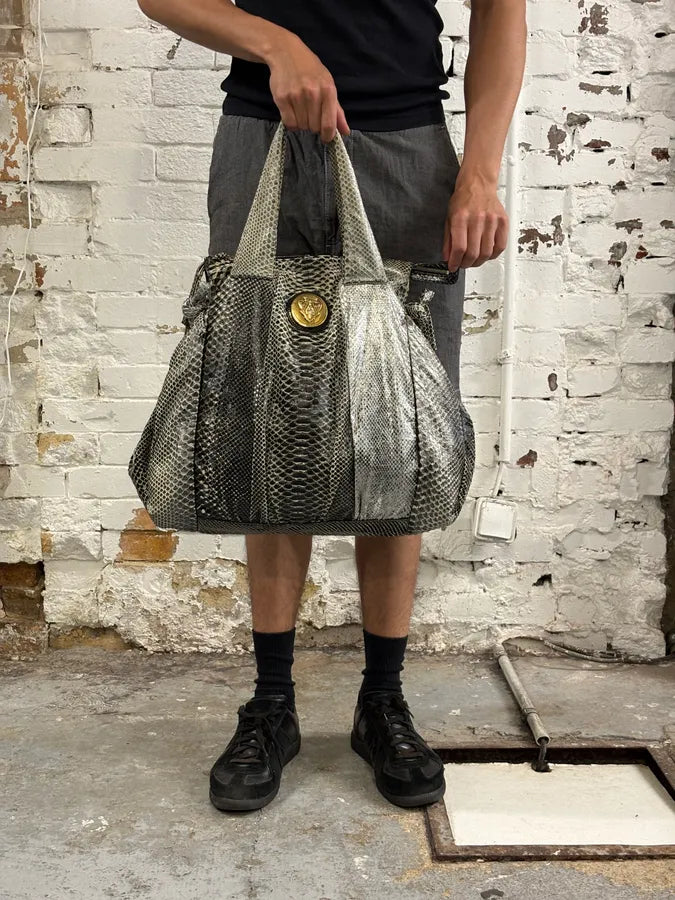 SS2008 Gucci Black & Silver Python Leather Tote Bag by Frida Giannini fbWaNxf 2