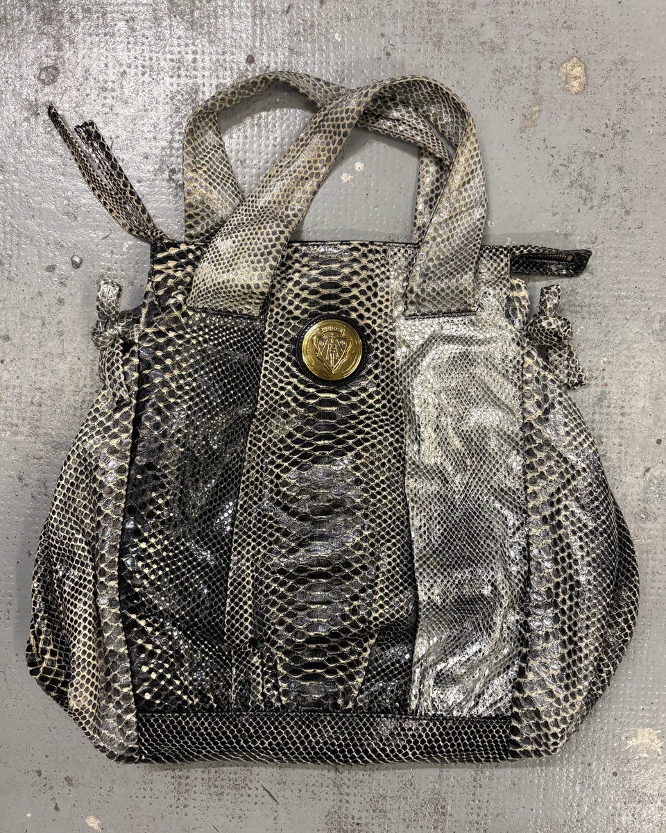 SS2008 Gucci Black & Silver Python Leather Tote Bag by Frida Giannini fbWaNxf 0