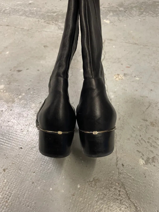 Gucci Black Ankle Leather Boots (38eu/us5.5) 5