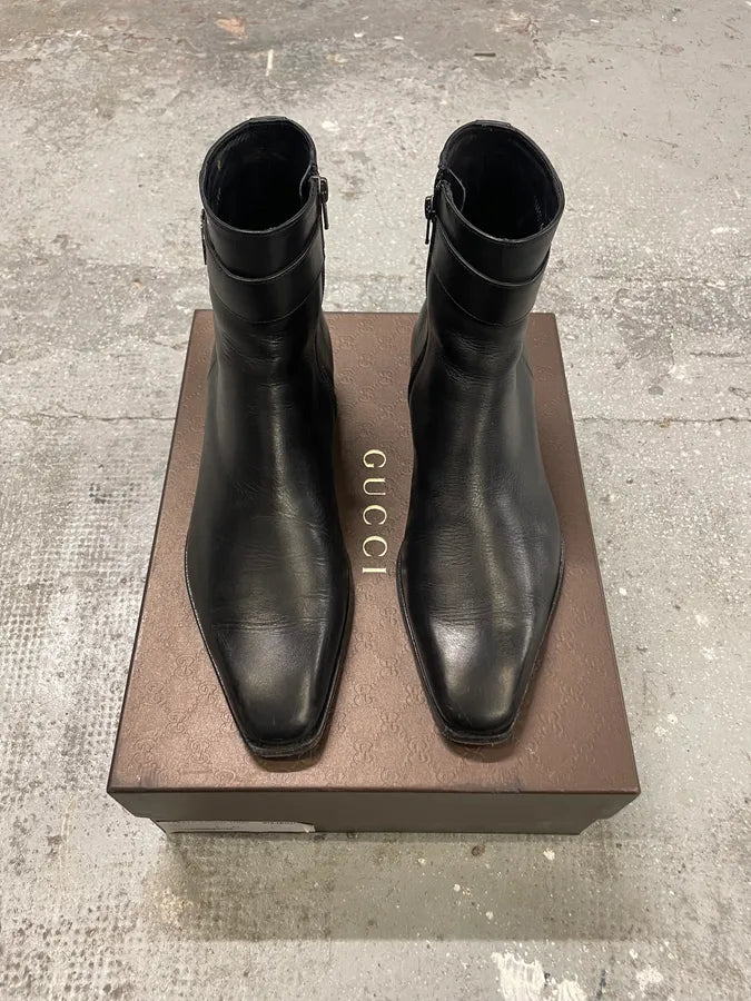 Gucci Black Ankle Leather Boots (42eu/us8.5) 1