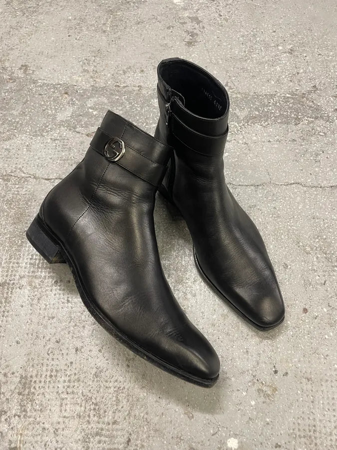 Gucci Black Ankle Leather Boots (42eu/us8.5) 4