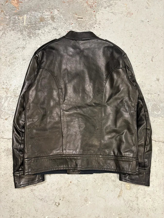 Gucci Black Asymmetrical Black Buttoned Premium Leather Jacket PIbnkIV 6