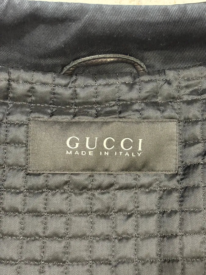 Gucci Black Asymmetrical Black Buttoned Premium Leather Jacket PIbnkIV 9