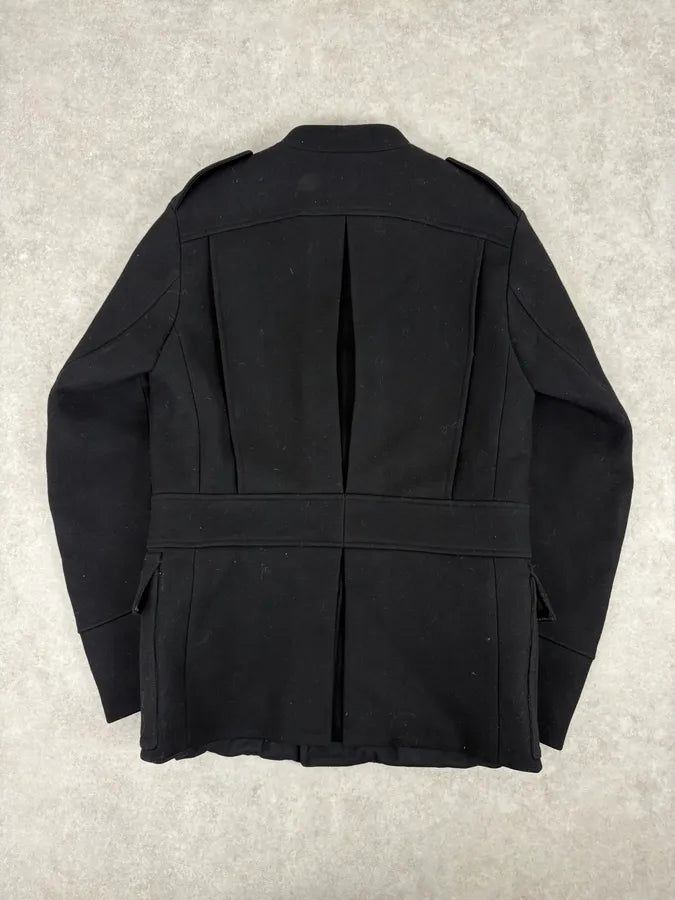FW2003 Gucci Black Asymmetrical Buttoned Officer Classy Wool Jacket tygRzrN 4