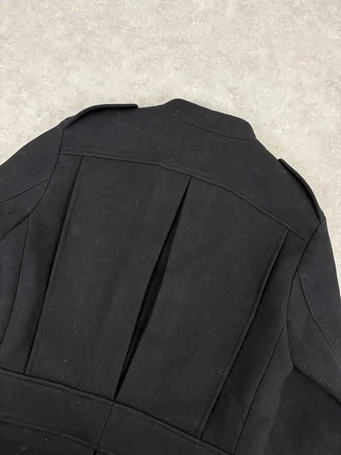 FW2003 Gucci Black Asymmetrical Buttoned Officer Classy Wool Jacket tygRzrN 5