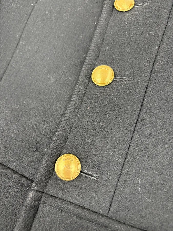 FW2003 Gucci Black Asymmetrical Buttoned Officer Classy Wool Jacket tygRzrN 7