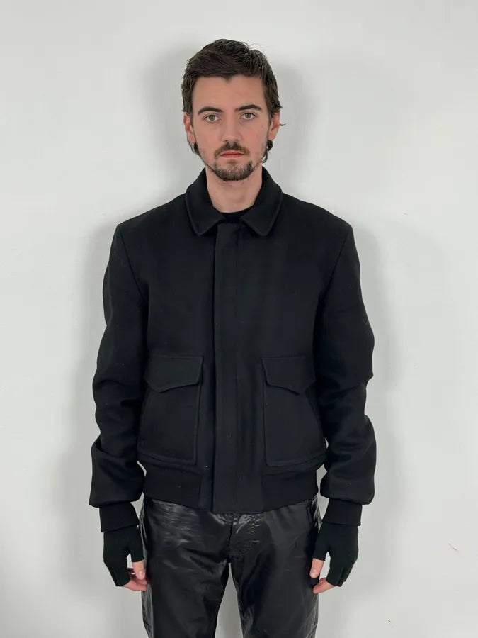 AW2014 Gucci Black Wool Bomber Jacket JaNwSOV 1