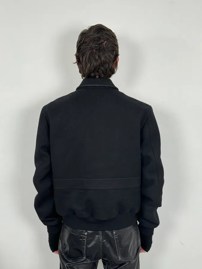 AW2014 Gucci Black Wool Bomber Jacket JaNwSOV 2