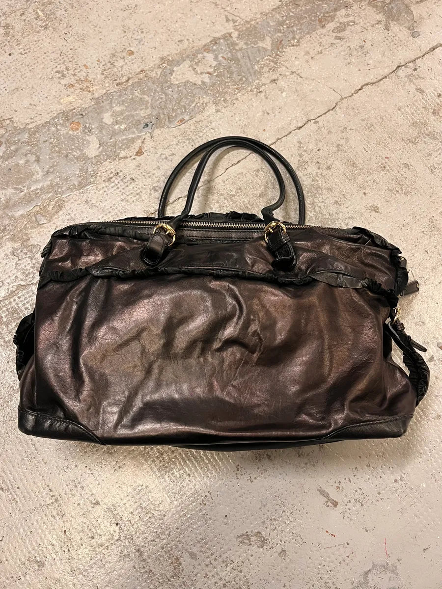 Gucci Black Bronze Leather Sabrina Multi-Pocket Handle Bag – Dolce