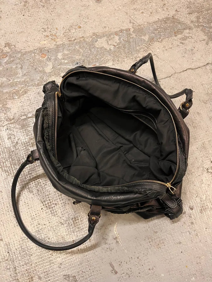 Gucci Black Bronze Leather Sabrina Multi-Pocket Handle Bag fDfRGAc 6