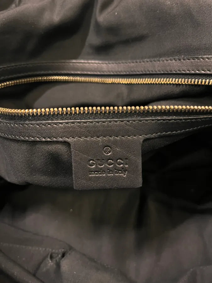 Gucci Black Bronze Leather Sabrina Multi-Pocket Handle Bag fDfRGAc 7