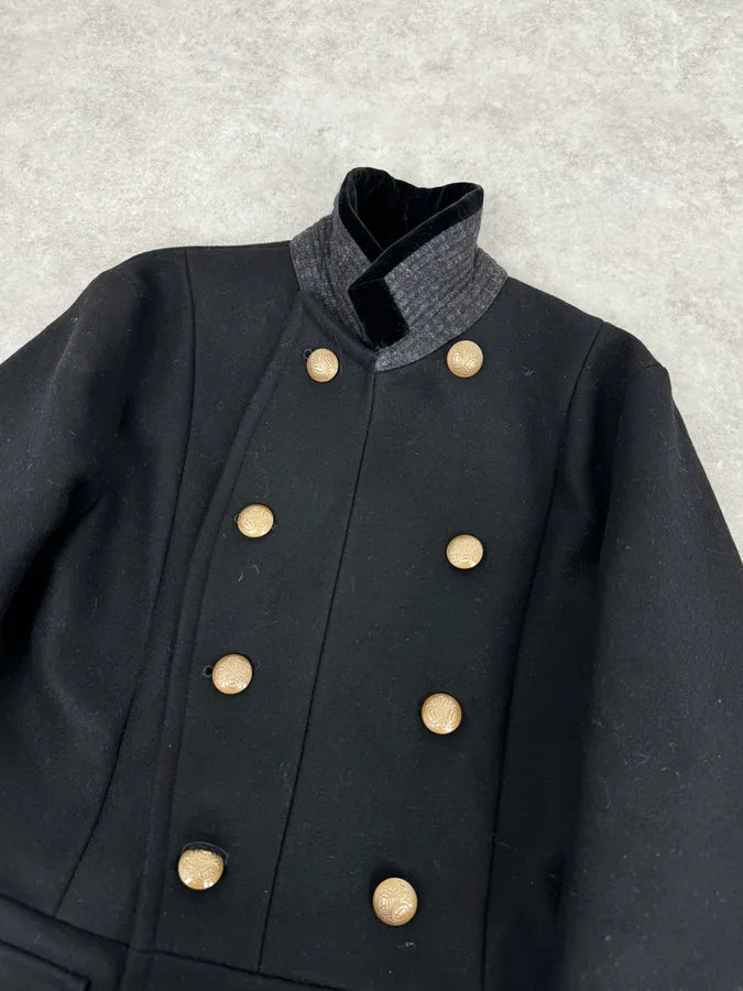 AW2013 Gucci Black Buttoned Classy Wool Officer Coat LkDiIsa 6