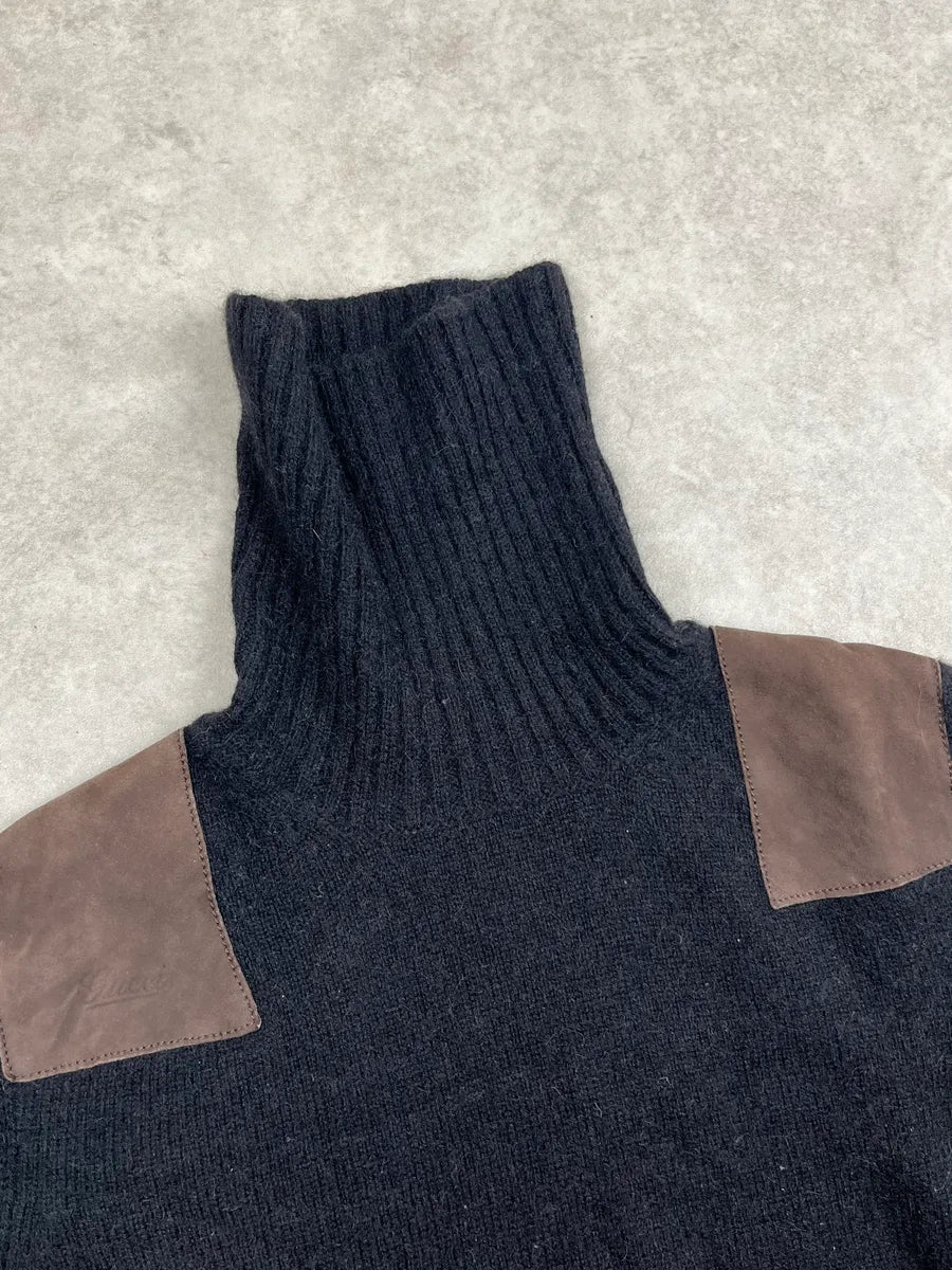 AW2007 Gucci Black Suede Patches Turtleneck Sweater by Frida Giannini csNuyhf 4