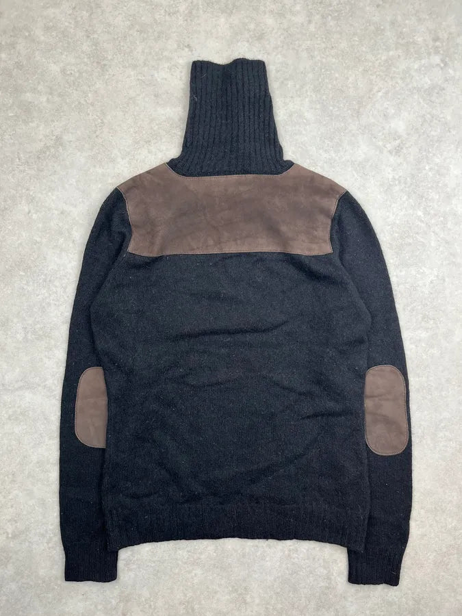 AW2007 Gucci Black Suede Patches Turtleneck Sweater by Frida Giannini csNuyhf 3