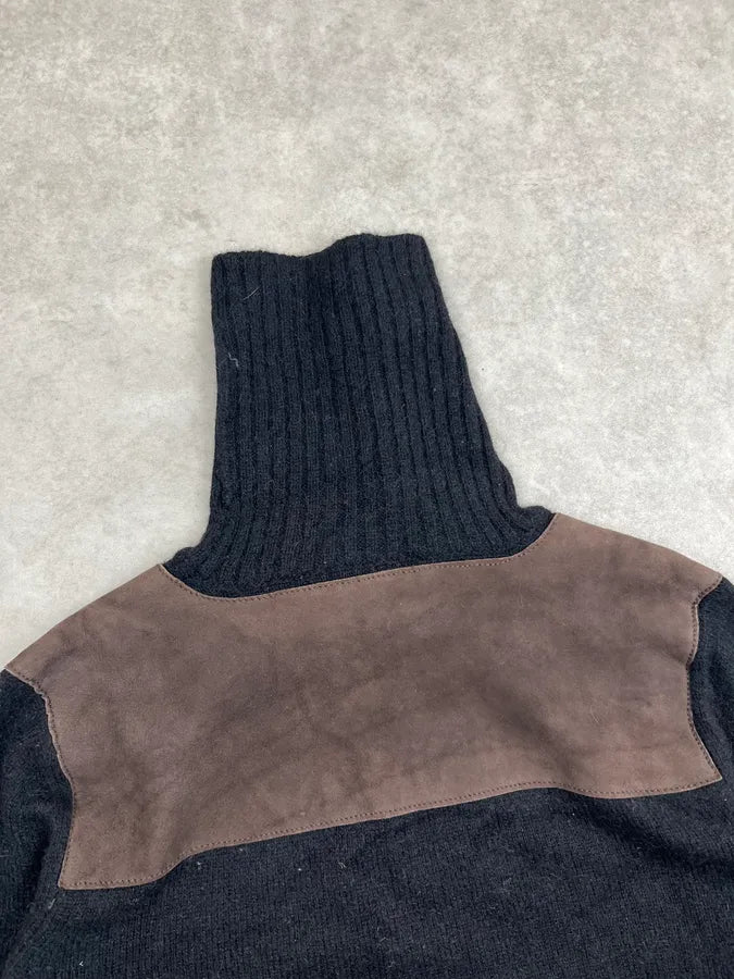 AW2007 Gucci Black Suede Patches Turtleneck Sweater by Frida Giannini csNuyhf 5