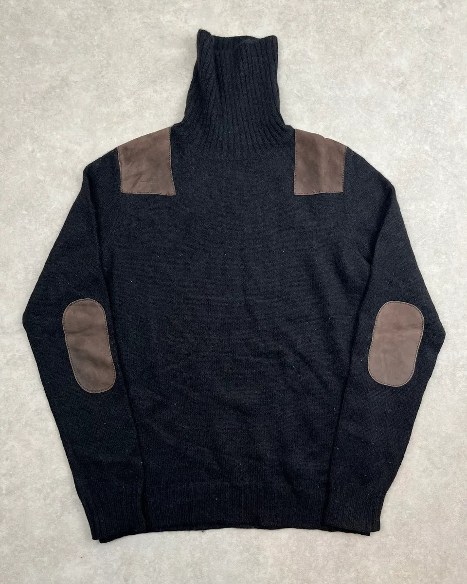 AW2007 Gucci Black Suede Patches Turtleneck Sweater by Frida Giannini csNuyhf 0