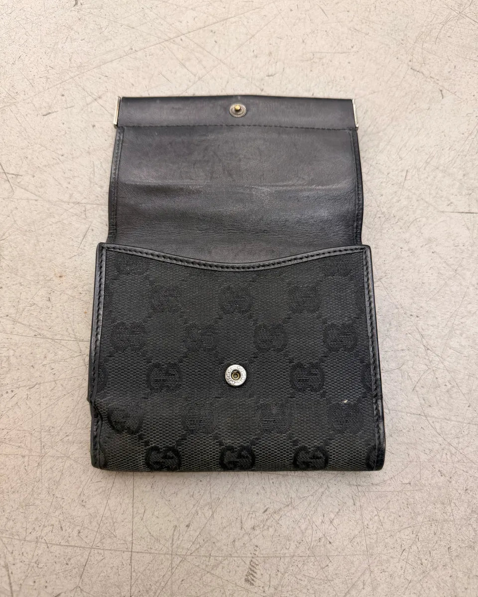 Gucci Black Canvas Leather GG Monogram Wallet ZVfjmYo 1