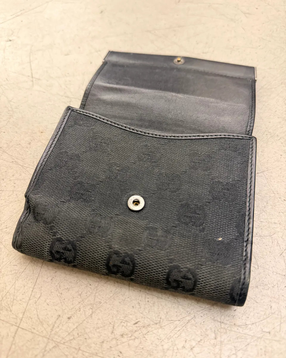 Gucci Black Canvas Leather GG Monogram Wallet ZVfjmYo 2