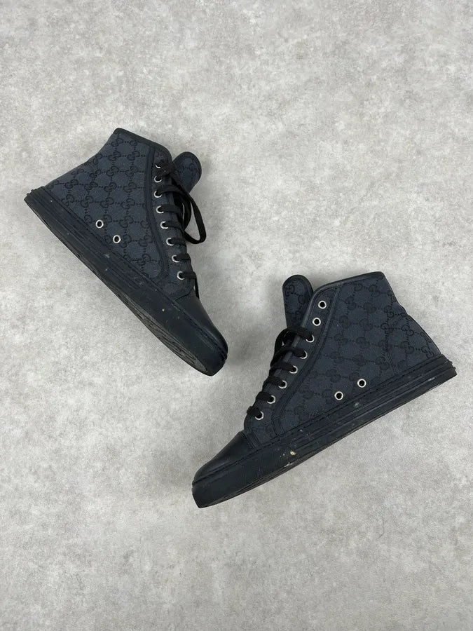 Gucci Black Canvas Monogram High Sneakers oCNBTKy 6