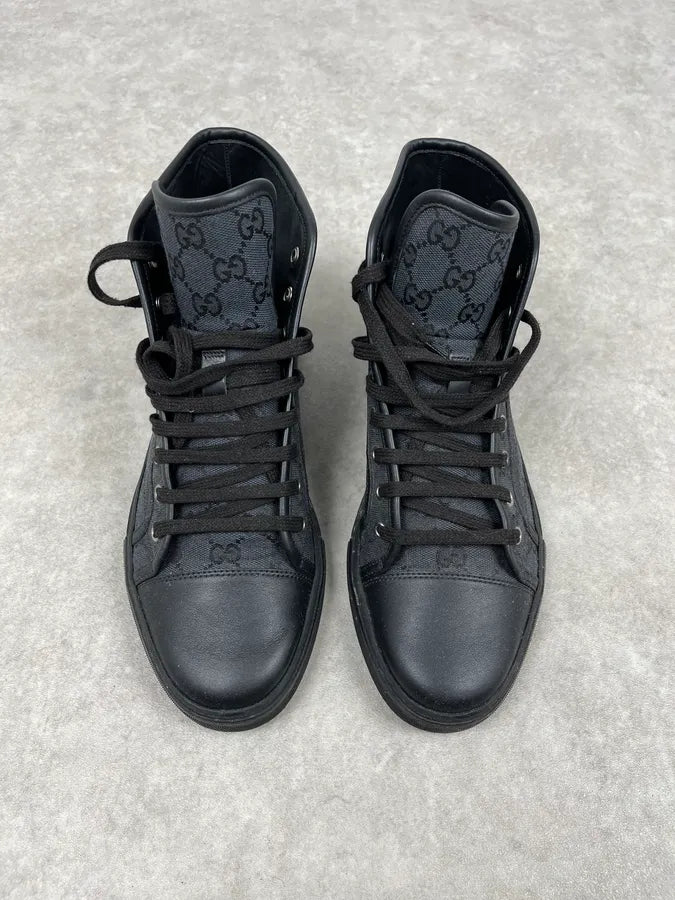Gucci Black Canvas Monogram High Sneakers oCNBTKy 3