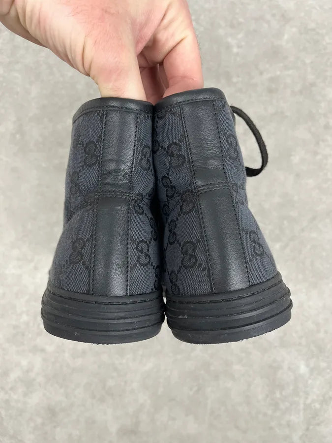 Gucci Black Canvas Monogram High Sneakers oCNBTKy 7
