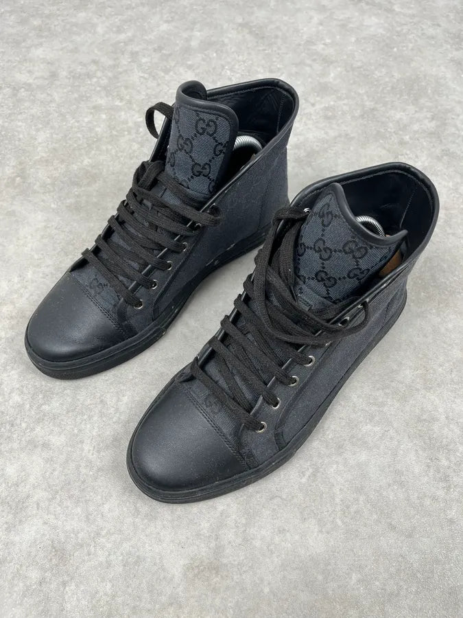 Gucci Black Canvas Monogram High Sneakers oCNBTKy 5