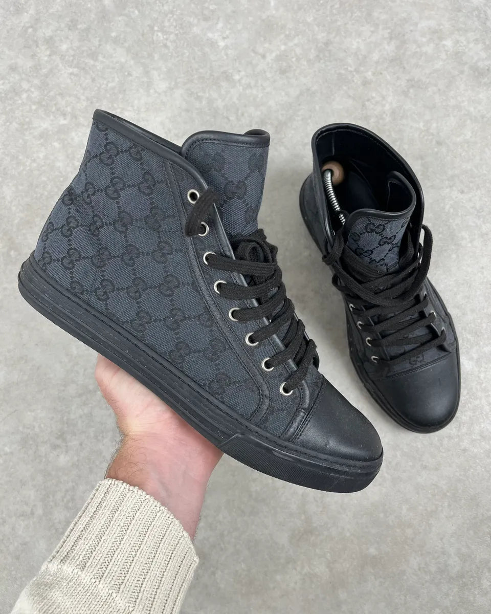 Gucci Black Canvas Monogram High Sneakers oCNBTKy 0