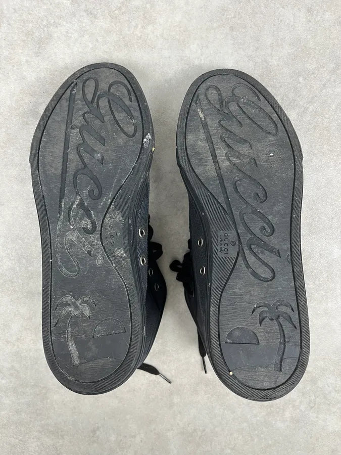 Gucci Black Canvas Monogram High Sneakers oCNBTKy 8