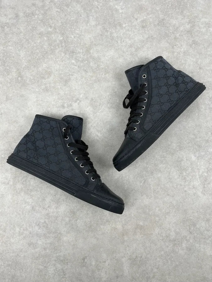 Gucci Black Canvas Monogram High Sneakers oCNBTKy 4