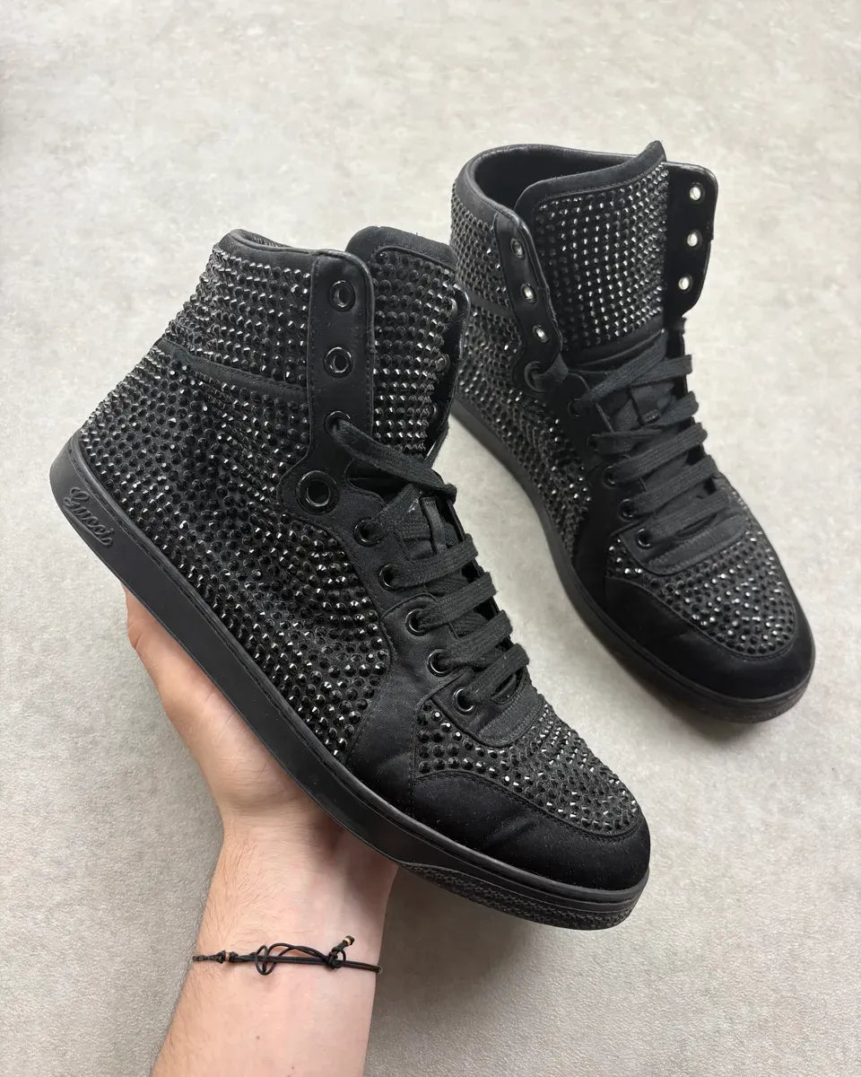Gucci Black Canvas Studded Swarovski High Sneakers sjPXvOr 0