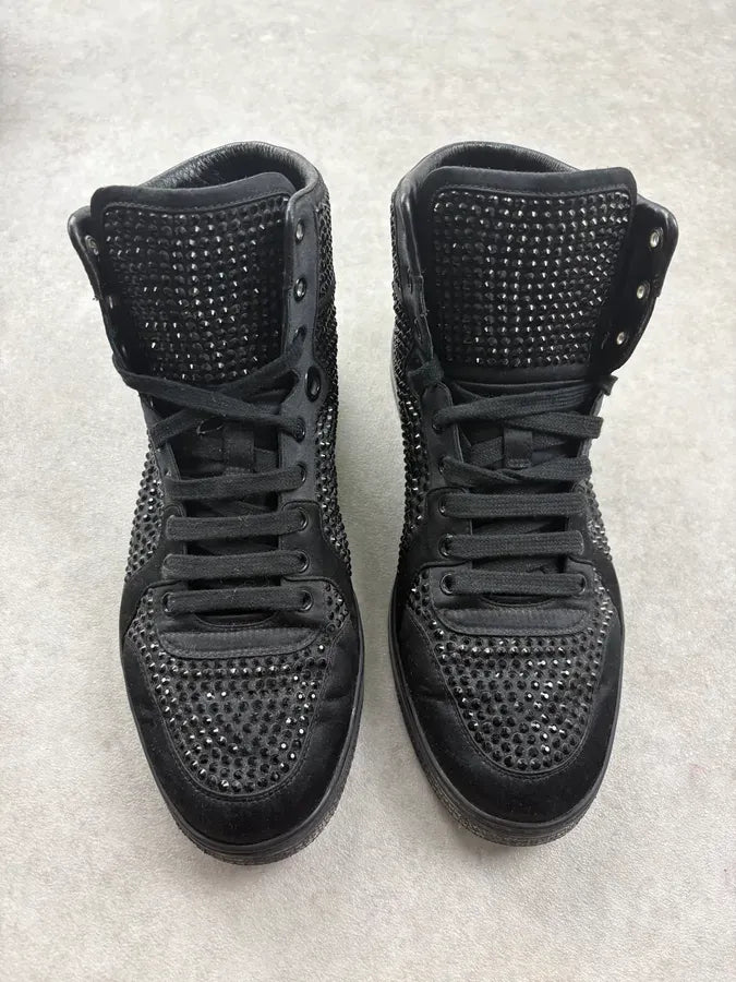 Gucci Black Canvas Studded Swarovski High Sneakers sjPXvOr 1