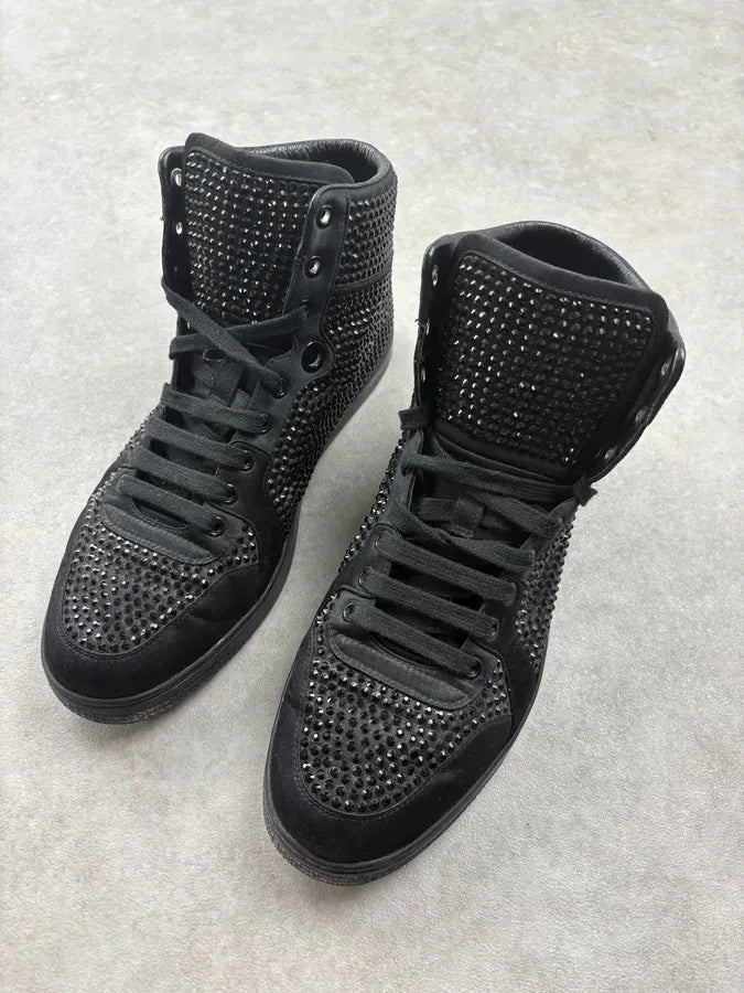 Gucci Black Canvas Studded Swarovski High Sneakers sjPXvOr 2