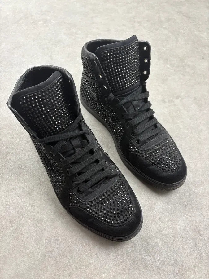 Gucci Black Canvas Studded Swarovski High Sneakers sjPXvOr 3