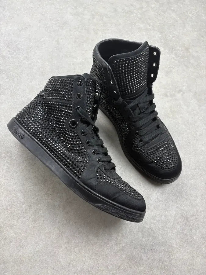 Gucci Black Canvas Studded Swarovski High Sneakers sjPXvOr 4