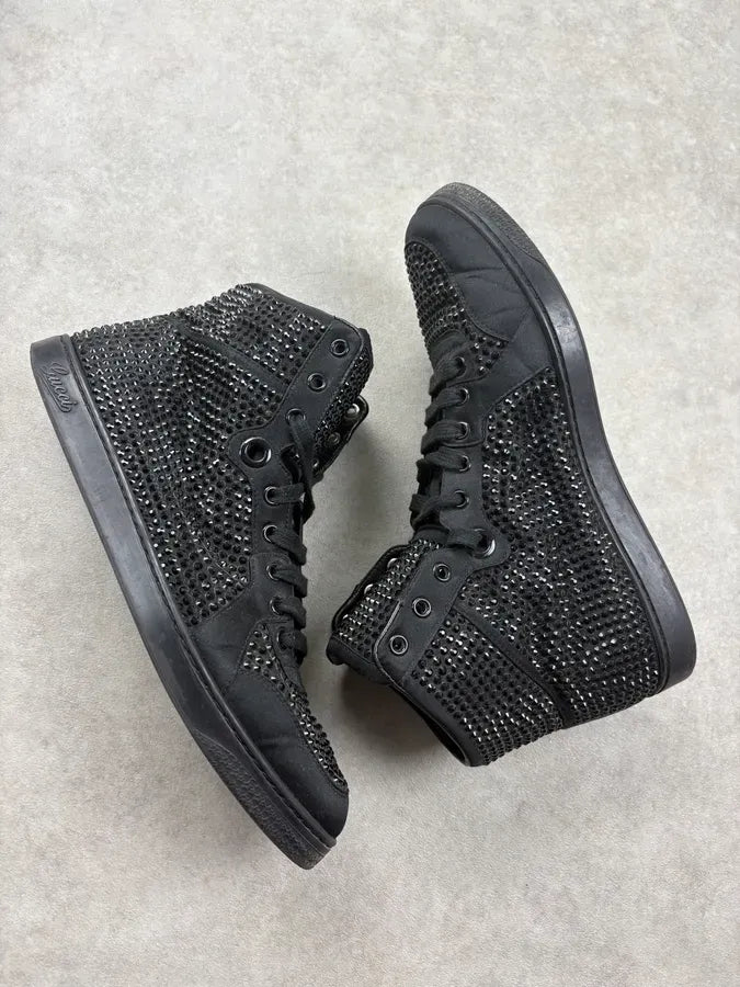 Gucci Black Canvas Studded Swarovski High Sneakers sjPXvOr 5