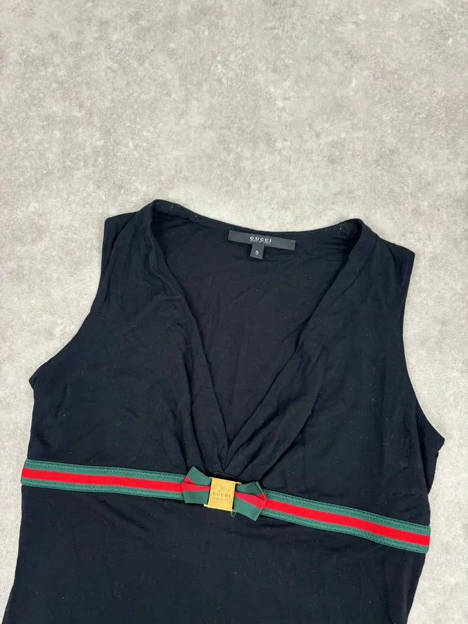 SS2008 Gucci Black Propaganda Bow Tie Top aOGNeqn 3