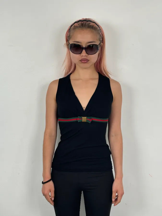 SS2008 Gucci Black Propaganda Bow Tie Top aOGNeqn 1