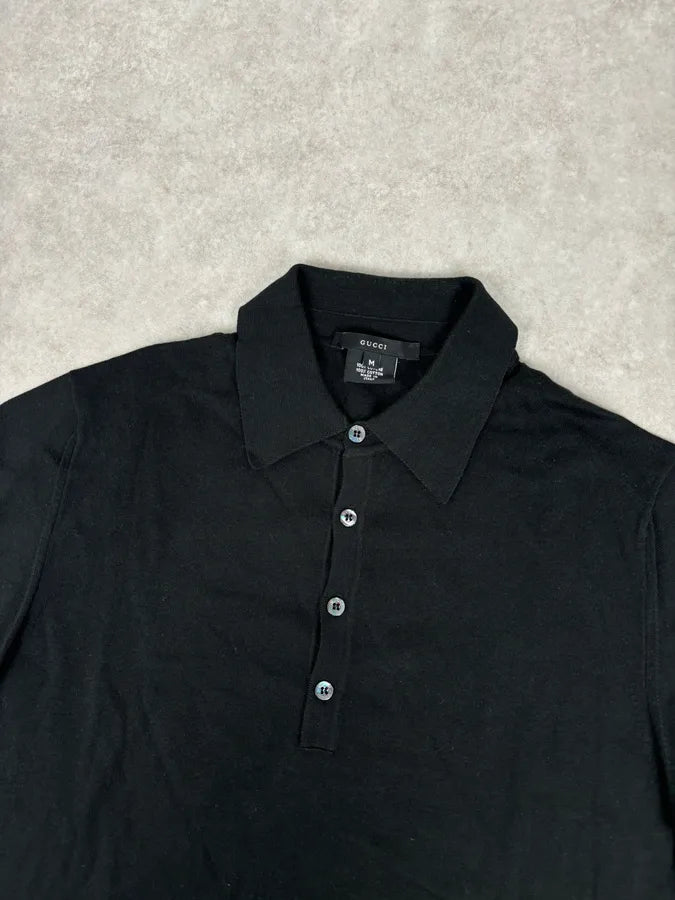 2000s Gucci Black Cotton Minimalist Premium Polo trnOfrc 3