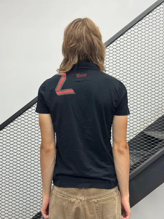 2000s Gucci Black Ruban Graphic Signature Polo ticsUJX 1