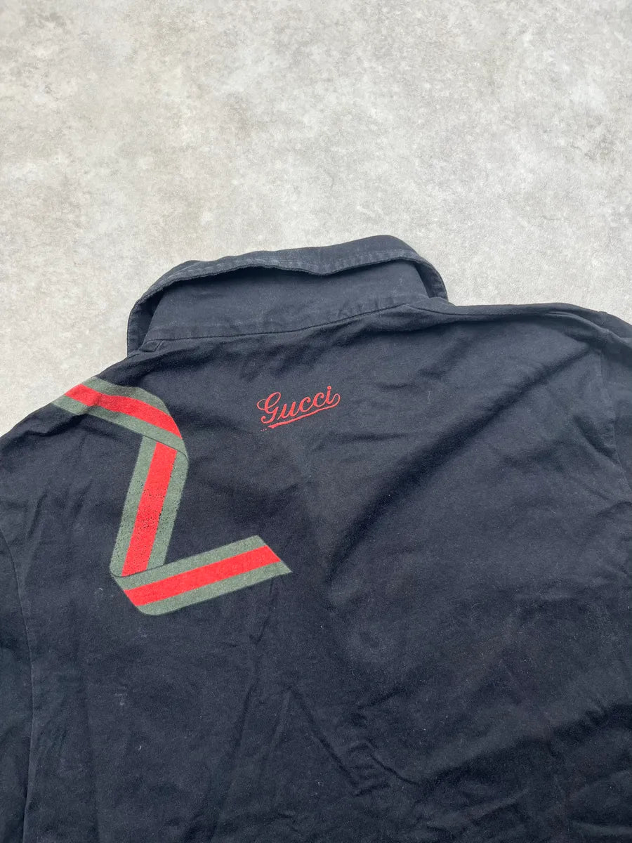 2000s Gucci Black Ruban Graphic Signature Polo ticsUJX 5