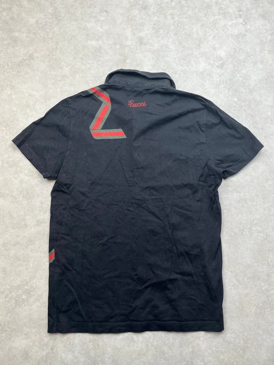 2000s Gucci Black Ruban Graphic Signature Polo ticsUJX 3