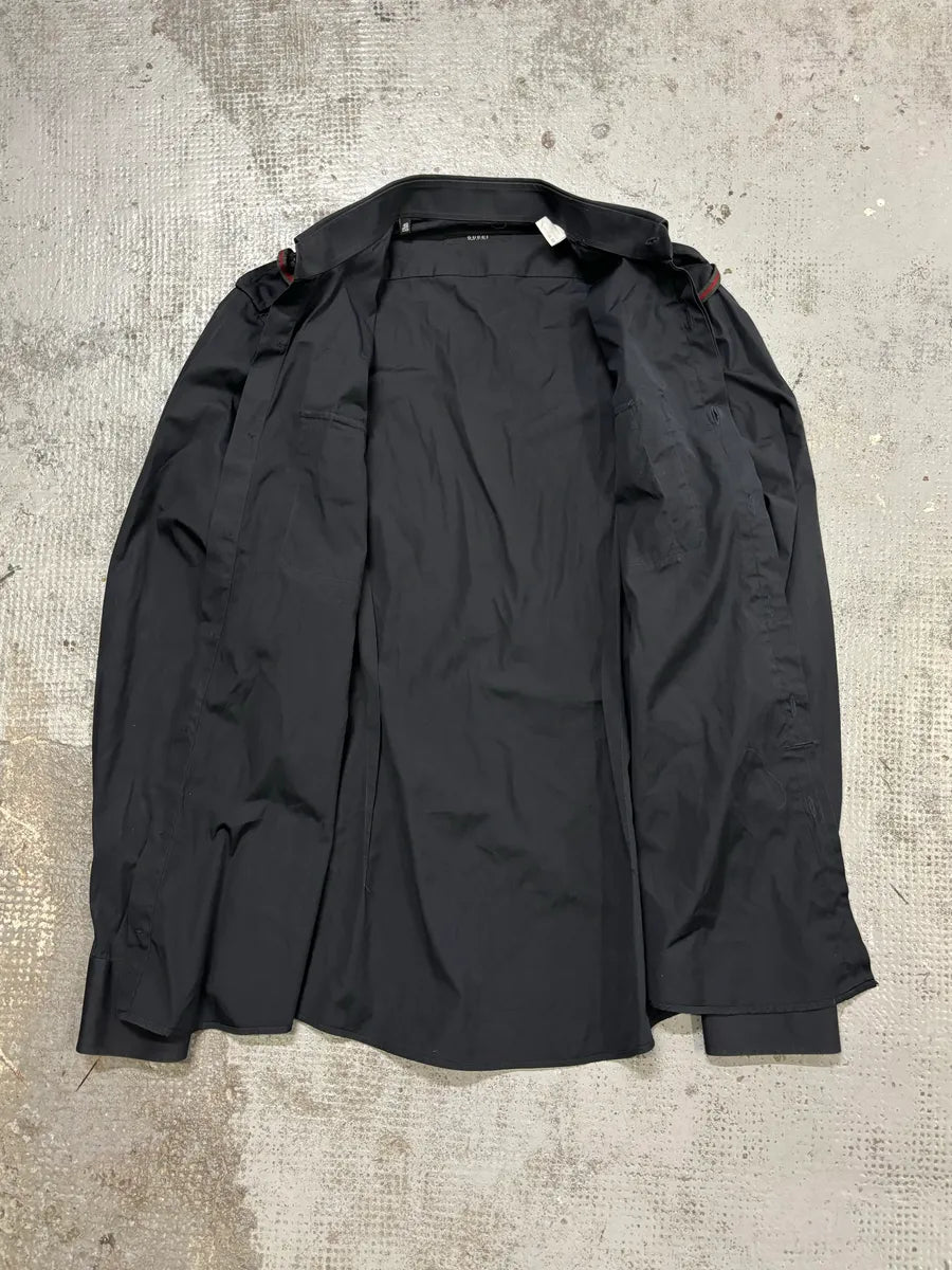 Gucci Black Cotton Military Cargo Shirt RbyQGOU 6