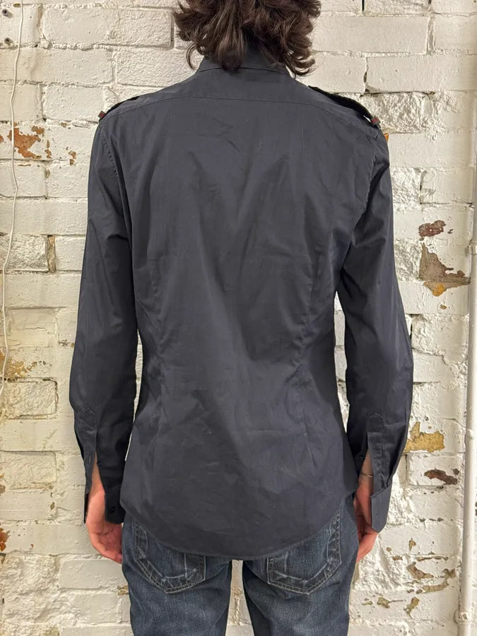 Gucci Black Cotton Military Cargo Shirt RbyQGOU 2