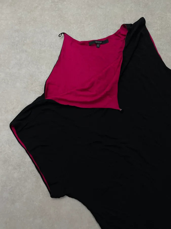 2000s Gucci Black Asymmetric Fuchsia Pink Lined Dress by Tom Ford PkivIEO 4