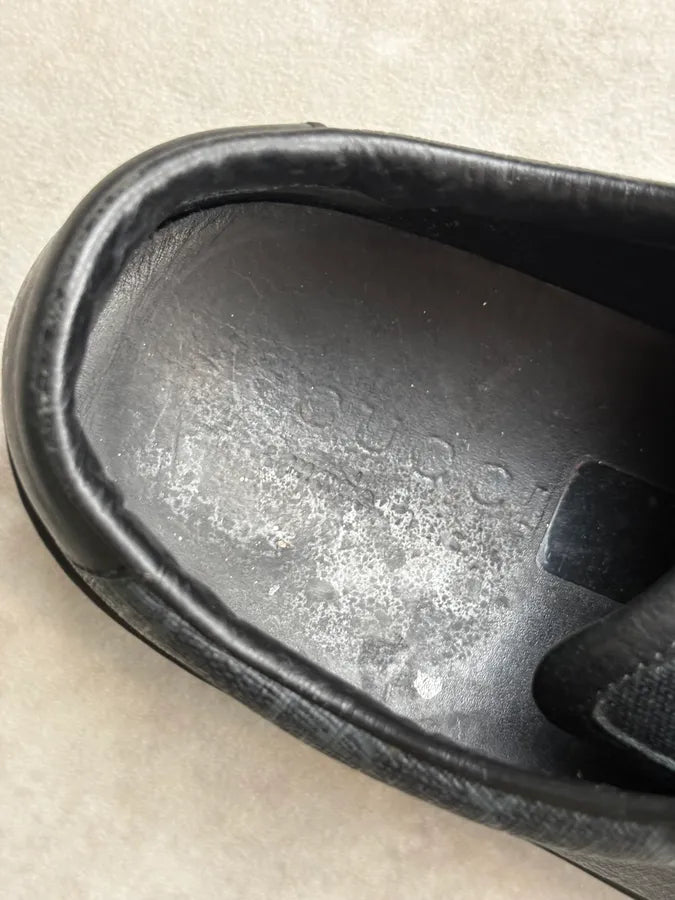 Gucci Dark Blue Leather Monogram Low Sneakers QuLYCTl 7