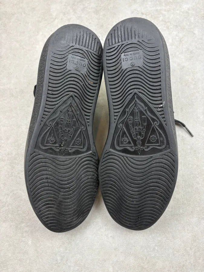 Gucci Dark Blue Leather Monogram Low Sneakers QuLYCTl 6