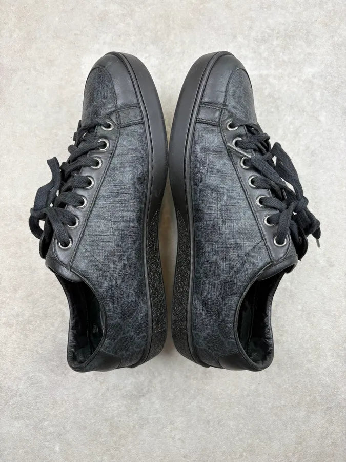 Gucci Dark Blue Leather Monogram Low Sneakers QuLYCTl 3