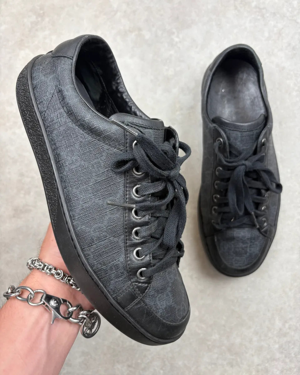 Gucci Dark Blue Leather Monogram Low Sneakers QuLYCTl 0