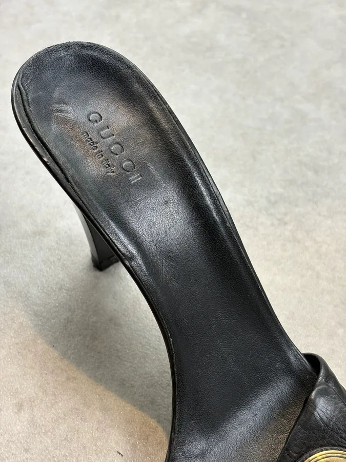 SS2008 Gucci Black Emblem Leather Sandals Heels by Frida Giannini JfVMGhu 7