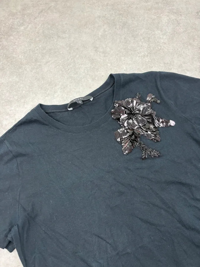 2010s Gucci Black Floral Embellished T-Shirt cAiuElP 4